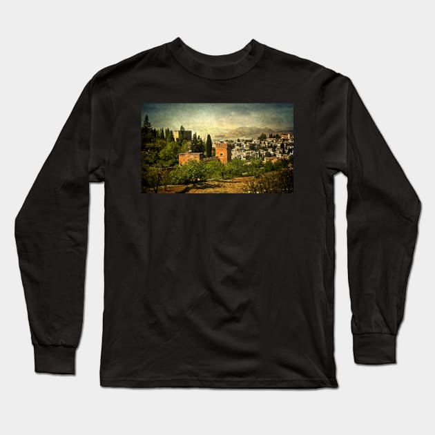 Granada From The Alhambra Gardens Long Sleeve T-Shirt by IanWL